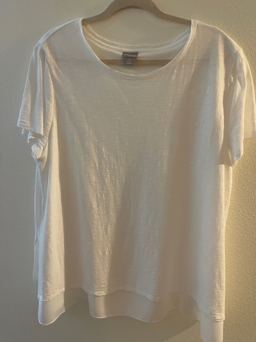 Chico's White Short-Sleeve Layered-Hem Tee